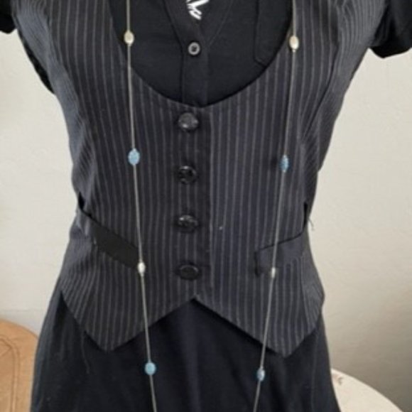 60" Marlyn Schiff Silver with Blue Studded Beads Long Flapper Length Necklace - Picture 9 of 10